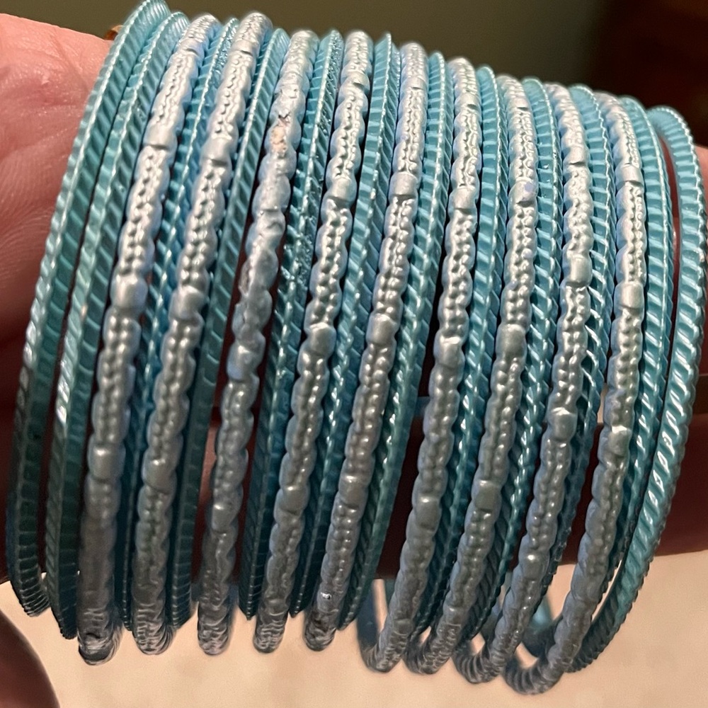 Blue and light blue metal bangles